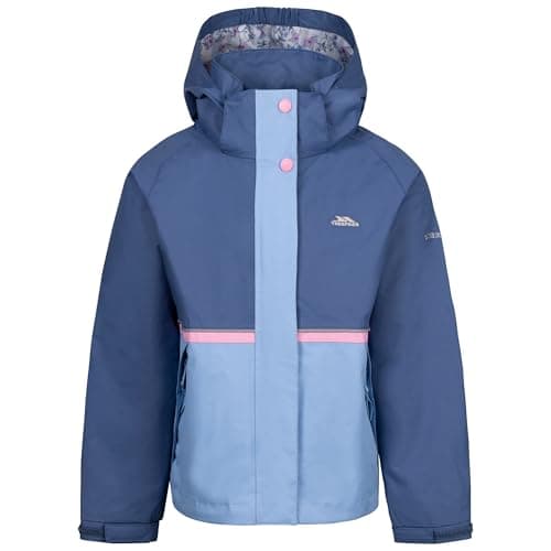 Image of Trespass Girls Rain Jacket Allora - Waterproof: 3000mm, Windproof, Unpadded, 2 Zip Pockets, Adjustable Cuffs, Detachable Hood, Printed Lining, 100% Polyamide PU Coating Shell, 100% Polyester Lining