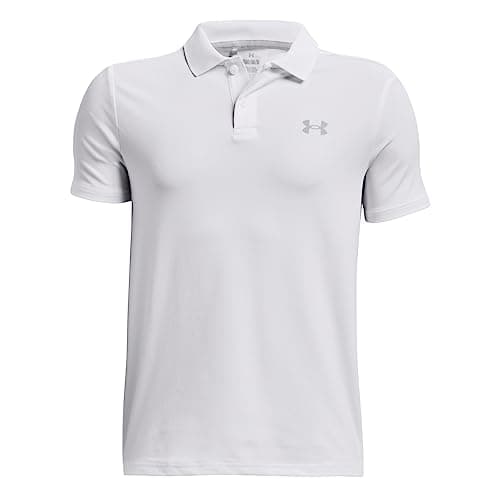 Image of Under Armour Boys' Performance Polo, (100) White / Mod Gray / Mod Gray, XL