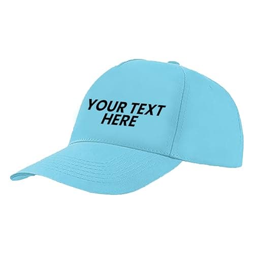 Image of Personalised Baseball Cap | Any Text Any Image, Custom Caps for Men | Perfect for Sports Teams and Outdoor Activities Adjustable Cotton Cap | One Size Adult Unisex Cap Light Blue