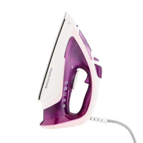 Image of Morphy Richards Steamflow Turbo Steam Iron, Non Stick Ceramic Soleplate, 35g Output, Temperature Controls, Anti-Scale and Drip, 320ml Water Tank, 2400W, Pink, White and Amethyst, 302011