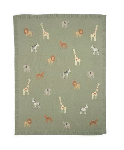 Image of Mamas & Papas Nursery Small Knitted Blanket, Safari Sage, 70 x 90 cm
