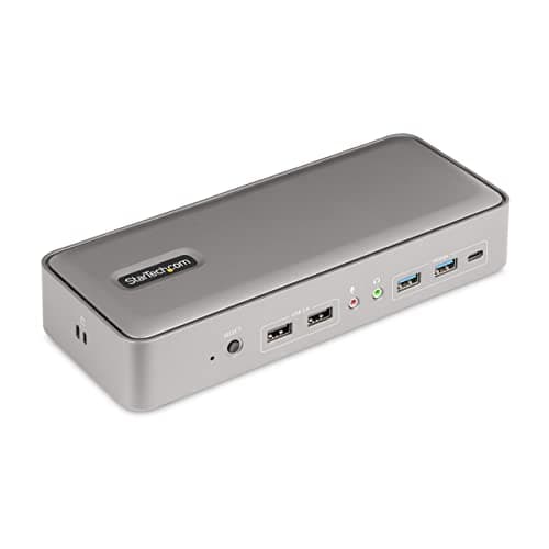 Image of StarTech.com Dual-Laptop USB-C KVM Docking Station, Dual-Monitor 4K 60Hz DisplayPort Dock, 5x USB Hub, GbE, 90W/45W Power Delivery to Two Laptops, Windows/macOS, 2-Host KVM Dock (129UE-USBC-KVM-DOCK)