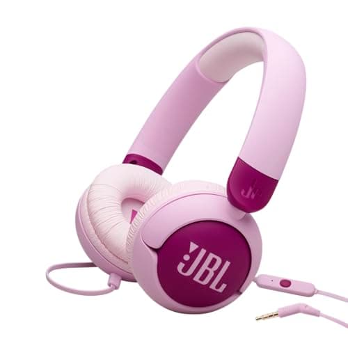 Image of JBL Junior 320, Wired On-Ear Headphones for Kids with Built-In Mic, JBL Safe Sound, Low Volume, 12 mm Thick Soft Pad and Sticker Set, Ultra-Portable Design, Purple
