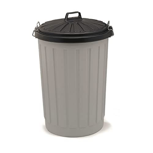 Image of Addis GREY 510756 Outdoor Round Dustbin with Lockable Lid, Grey/Black, 90 Litre