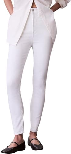 Image of Calvin Klein Women’s High Waist Ankle Length Skinny Jeans, White (Chalk White), 30W