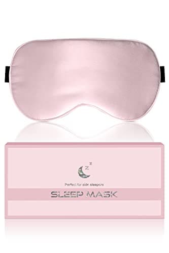 Image of Aosun Silk Sleep Mask, 22-Momme 100% Pure Mulberry Silk Light-Blocking Eye Mask with Adjustable Strap, Hypoallergenic, Gifts for Women and Men(Pink)
