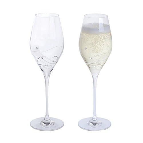 Image of Dartington Crystal Glitz Prosecco Glass, Pair | Glitz Prosecco Glass | 245mm | 32cl | Serve The Favourite Fizz as it Should be, in a Specially Shaped Glass Embellished with Sparkling Crystal Elements