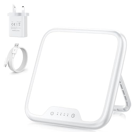Image of VTHW SAD Lamp 10,000 Lux, Daylight Lamp with Memory Function & 4 Timer Settings, Stepless Brightness, Portable UV Free Therapy Lights Lamp Sun for Home/Office