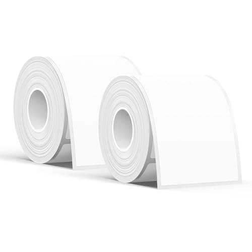 Image of SUPVAN T50M Series Label Maker Tape, 2 Rolls 50mm × 80mm 100 Labels/Roll Genuine Laminated Thermal Label Tape Refill, Waterproof Oilproof Highly Adhesive Auto Detect Labels, Black on White