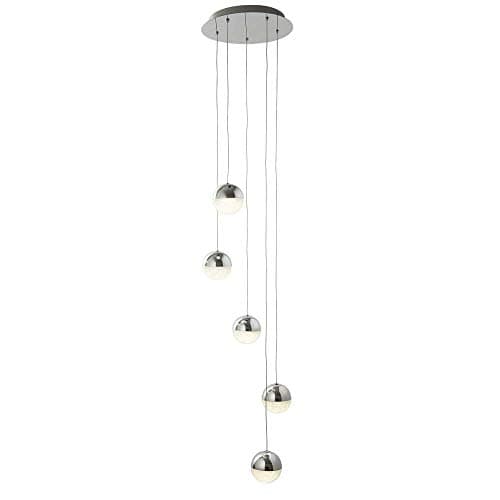 Image of Searchlight 5845-5CC Marbles Five Light Ceiling Pendant Cluster Light in Chrome with Crushed Glass