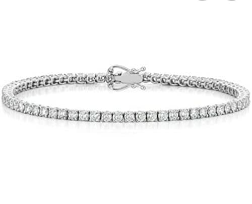 Image of SunshineDiamond Diamond Bracelet Certified 3.00 Carat F/SI Natural Round Brilliant Cut diamond Tennis Bracelet UK Hallmarked white gold Two Safety Lock on side