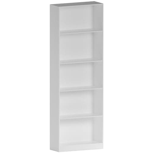 Image of Vida Designs Cambridge 5 Tier Extra Large Bookcase, White Wooden Shelving Display Storage Unit Office Living Room Furniture