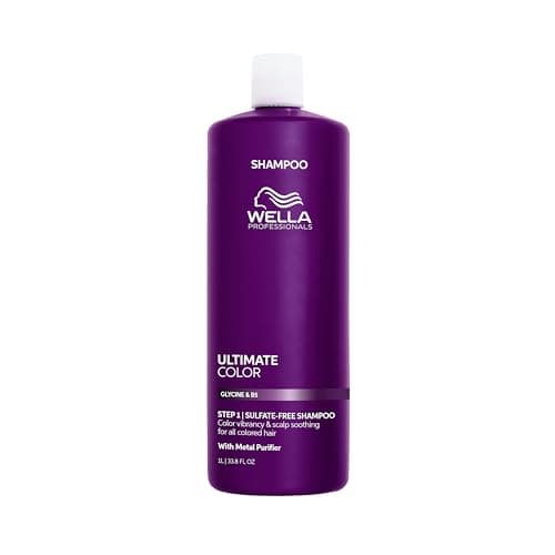 Image of Wella Professionals ULTIMATE COLOR Sulphate-Free Shampoo For all Coloured Hair - Protects Hair Colour & Cleanses Scalp - With Glycine & Metal Purifier 1000ML