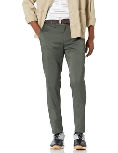 Image of Amazon Essentials Men's Slim-Fit Stretch Golf Trouser, Olive, 32W / 32L