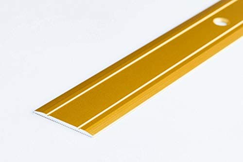 Image of Flat Carpet Cover LPP 30mm x 1.8M mm Door Strip Aluminium Rail Drilled Floor TMW Profiles (Gold)