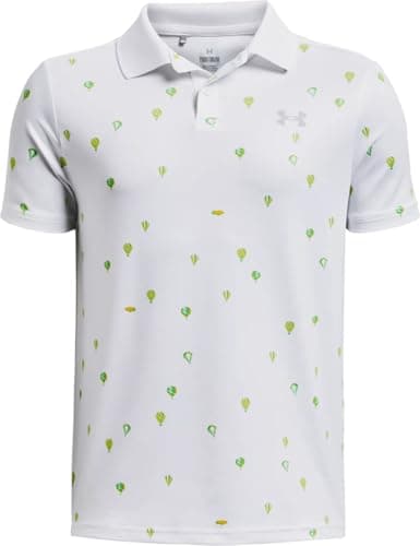 Image of Under Armour - Boys Performance Printed Polo, Color White (101), Size: X-Large