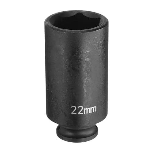 Image of sourcing map Deep Impact Socket 3/8" Square Drive by 22mm Metric 6 Point Socket 65mm (2.56") Long CR-MO Steel Industrial Grade Flip Socket for Home Auto Hex Nuts Bolts Repair, Black