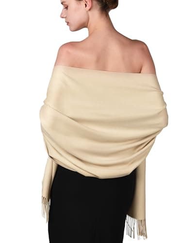 Image of FURTALK Women's Pashmina Shawls and Wraps for Evening Dress Long Scarf Wedding Bride Bridesmaid Shawl Gifts Light Khaki