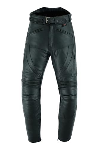 Image of Texpeed Mens Leather Touring Motorcycle Trousers - Motorbike Cruiser With Genuine Biker CE Armour (EN 1621-1) Protection Black - 38W / 30L