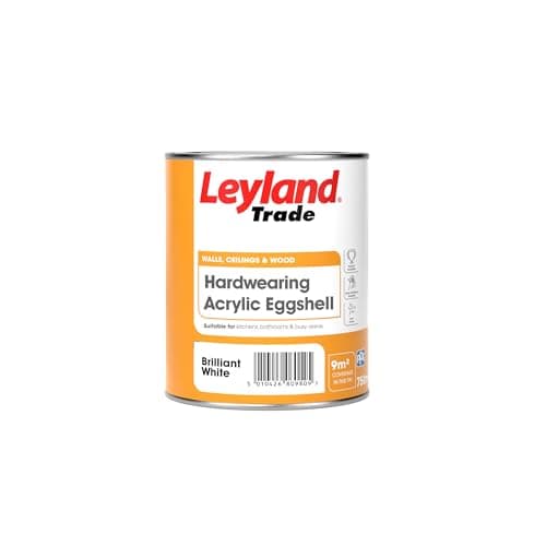 Image of Leyland Trade Acrylic Eggshell Paint - Brilliant White 750ml