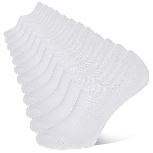 Image of YOJOOM Mens No Show Trainer Socks 6-9/9-12 Invisible Socks for Men Low Cut Socks Non-Slip Silicone Stripes Mens Trainer Socks (as8, numeric, numeric_6, numeric_9, regular, regular, White 6 pairs)