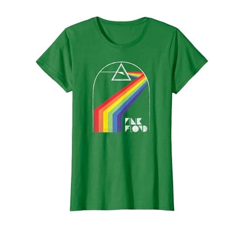 Image of Pink Floyd Distressed Dark Side Yellow Brick Road T-Shirt, Women, Kelly Green, Medium