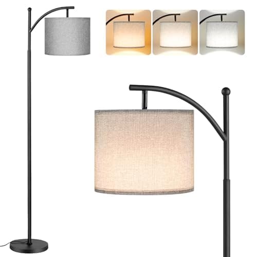 Image of Aooshine Floor Lamps for Living Room, 60" Standing Lamp with 3 Color Temperatures, Grey Lampshade & Foot Switch, Grey Standard Corner Lamp for Bedroom Office Dorm Room(9W Bulb Included)