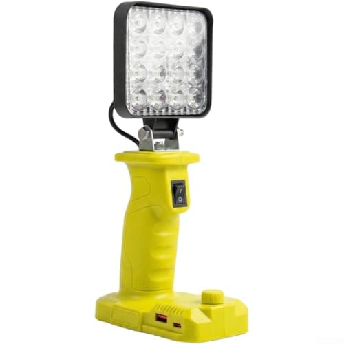 Image of 16-LED Work Light 1500 Lumens with USB-C Fast Charge, Compatible with 18V P107 P108 P189 Battery, Robust ABS for Workshop and Outdoor Use