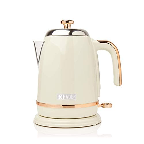 Image of Haden Salcombe Cream Kettle - 1.7L, Rapid Boil, Auto Shut-off, Cordless Base - Lightweight Stainless Steel Electric Kettle, BPA Free - Easy To Use - Easy Pour Spout​