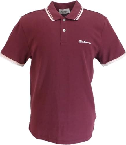 Image of Ben Sherman Men's Signature 100% Cotton Polo Shirt (UK, Alpha, XL, Regular, Regular, Aubergine)