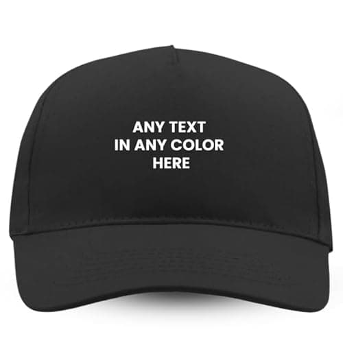 Image of Personalised Baseball Cap Adjustable Cotton Hat for Men & Women | Custom Text, Name or Logo | Adult Unisex Sports Team Outdoor Cap One Size Black