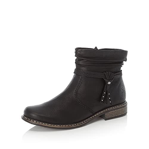 Image of Rieker Women Ankle Boots Z4953, Ladies Ankle Boots,Low Boots,Half Boots,Bootie,Flat,Black (Schwarz / 00),39 EU / 6 UK