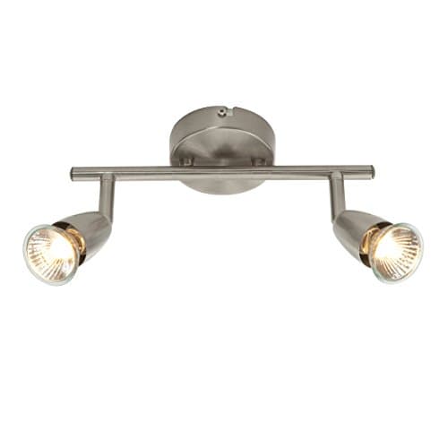 Image of Amalfi 2 Way Adjustable Bar Spotlight Fixture - IP20 Semi Flush Ceiling Light - GU10 LED Compatible Spotlight Lamp - Residential and Commercial Dimmable Light Fitting | Satin Silver Finish