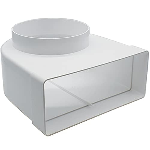 Image of Kair Elbow Bend Adaptor 220mm x 90mm to 150mm - 6 inch Rectangular to Round 90 Degree Bend Adapter for Converting to Different Size Plastic Ducting Systems