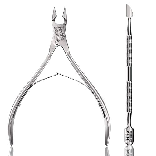 Image of Jestilo Cuticle Remover Tool Set with Cuticle Cutter and Cuticle Pusher - Stainless Steel Professional Cuticle Nipper and Pusher Nail Care Tools for Salon and Level Mani-Pedi at Home (Silver)