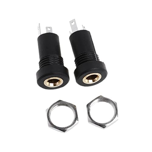 Image of WE-HYTRE 2X 3.5MM Audio Jack Socket 3 Pole Black Stereo Panel Mount Jack Solder Connector Gold With Nuts