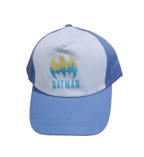 Image of Childrens Kids DC Comic Batman Cap 100% Cotton Boys Baseball Summer Blue & Black Cap (UK, Age, 3 Years, 7 Years, Blue)