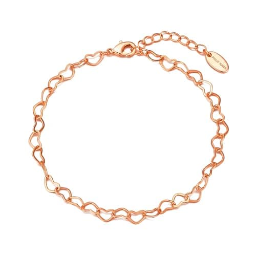 Image of Philip Jones Rose Gold Plated Heart Link Bracelet