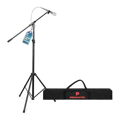 Image of ThePromaster Adjustable Tripod Microphone Stand with Gooseneck Boom Arm and Universal ⅝” Adapter - Professional Audio Gear - Black