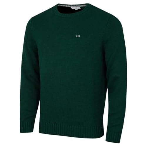 Image of Calvin Klein Mens Knit Campus Crew Neck Sweater - Forest Green - L