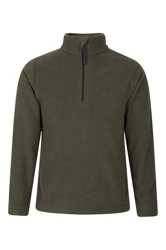 Image of Mountain Warehouse Camber II Kids Half-Zip Fleece - Lightweight & Breathable Microfleece Sweatshirt For Boys & Girls - For Spring Summer, Outdoors & Travelling Khaki Kids Size 5-6 Years