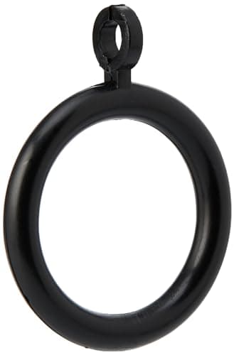 Image of Merriway BH03244 (24 Pcs) Plastic Curtain Drapery Pole Rod Rings with Fixed Eye, Inner Diameter 28mm (1.1/4 inch) Outer Diameter 40mm (1.1/2 inch) Black - Pack of 24 Pieces