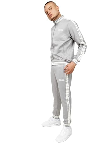 Image of Lonsdale Men's Ashwell Tracksuit, Grey/White, S
