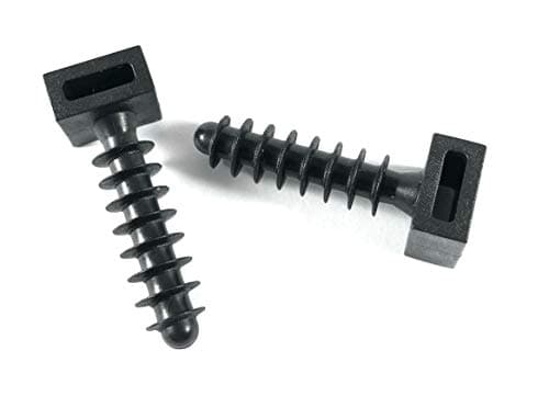 Image of Pack of 100 Black Cable Tie Masonry Screw Mounts for up to 9 mm Cable Tie, Press/Push/Tap Fit, UK Made Premium Fixing Plug