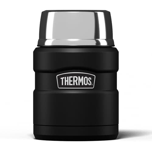 Image of Thermos Stainless King Food Flask, 470ml Capacity - Sleek Multi- Purpose Flask for Daily Food Prep - Durable Stainless Steel with Classic Matt Black Finish - Ideal for On-the-Go Meals & Drinks