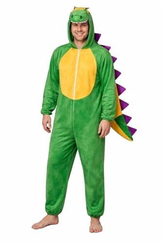 Image of Adult Animal Costumes Unisex Pajamas Fancy Dress Outfit Cosplay Onesies (Dinosaur)