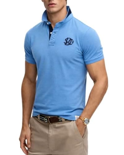 Image of Superdry Men's Pique Monogram Polo Shirt, Deep Blue Wave/Eclipse Navy, L