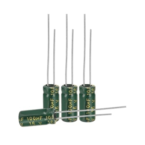 Image of sourcing map 50Pcs Electrolytic Capacitor High Frequency 100UF 16V with Aluminum Radial Leads 5 x 11mm High Ripple Current Low Impedance