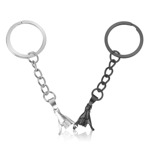 Image of Ouligay 2Pcs Matching Couple Keyring Wedding Gifts for Boyfriend Girlfriend Him Her Best Friend Bestfriend Birthday Gift Pinky Promise Romantic I Love You Gifts for Her Him Long Distance Relationship
