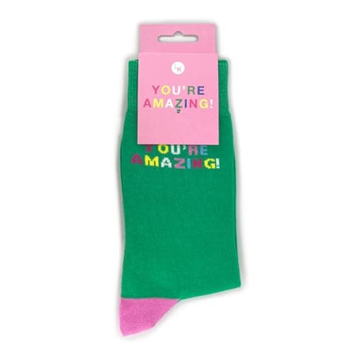 Image of Love Kates Snazzy Socks You're Amazing! Green Ladies Socks Size 4-7 Novelty Sock Gift LKSOCK019